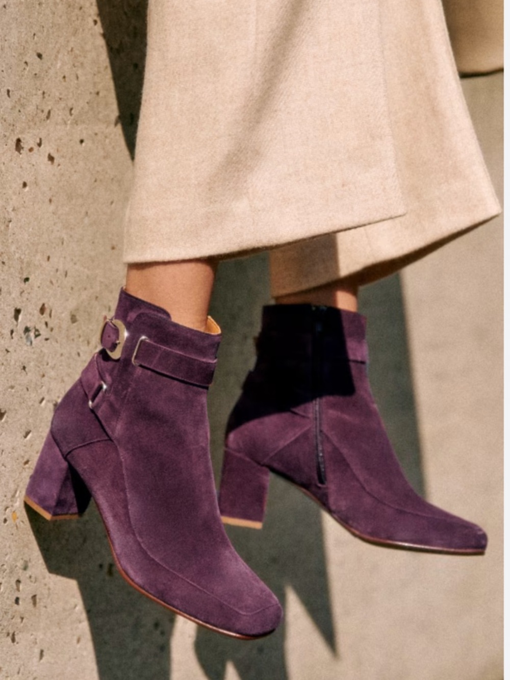 Sezane Brooklyn Suede Ankle Boots in Mauve